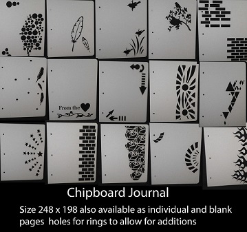 Chipboard journal 15 pages precut +areas paint, ink ,mixed media